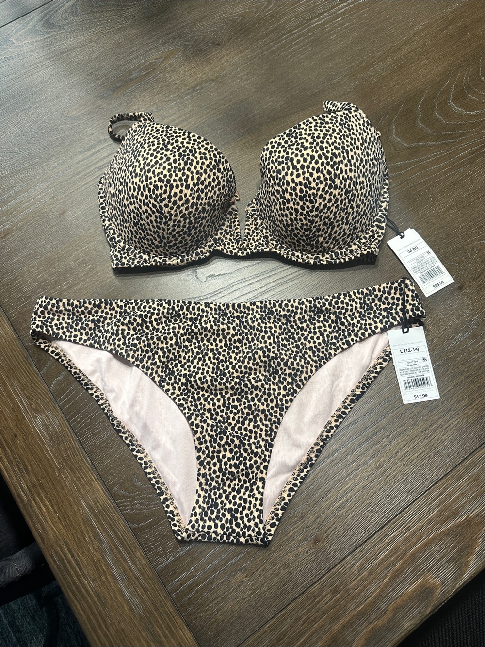 Shade & Shore Leopard Print Bikini Bottoms in Light Brown & Black